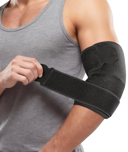 Cozyhealth Elbow Brace for Tendonitis Women Men, Tennis Elbow Compression Sleeve Wrap Support, Golfer's Elbow, Bursitis, Sprains, Strains, Sports Injury Recovery Joint (Regular - Black)