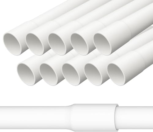 Tubo de cable rígido de PVC de 20 mm (M20) – 20 m de tubo de instalación con manguito, retardante de llama, para montaje en superficie, color blanco