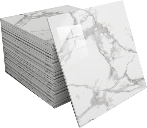 Panneaux Muraux Autocollants, Carrelage Mural Imperméable En PVC Imitation Marbre For Cuisine, Salle De Bain Et(C,50 tiles)