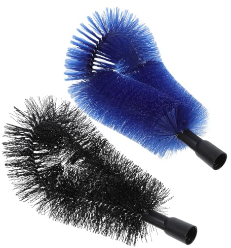 NIYANGLE Testina Spazzola per Grondaie 24mm 2 Pezzi Nero e Blu in Pp Nylon e Acciaio Inox per Rimozione Foglie, Pulizia Grondaie Esterne e Manutenzione Tetti Auto e Casa