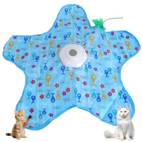 TNSLAND Giocattolo interattivo per gatti, giocattolo stimolante per gatti a forma di stella, regolazione a tre velocità per stimolazione mentale, giochi, allenamento e caccia