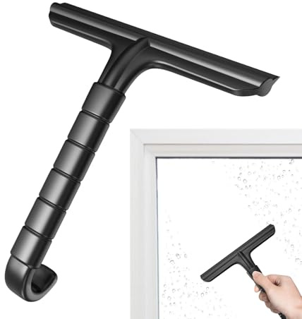 Shower Squeegee - Glass Scraper, 1.57 Inches Window Wiper for Bath Enclosure, Silicone Blade with Suction Hook, Rubber Trowels for Mirror, Tile and Exterior Residential Panes