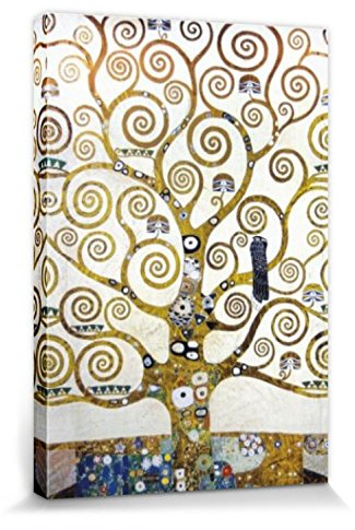 1art1 Gustav Klimt Poster Stampa Artistica su Tela L'Albero della Vita (Dettaglio) Quadro da Parete sulla Barella | Murale XXL | Immagine 120x80 cm