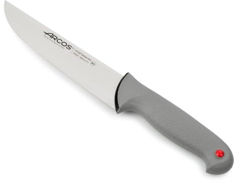 Arcos Couteau de Boucher 180 mm en Acier Inoxydable Nitrum - Couteau de Cuisine Professionnel pour Viande. Poisson et Légumes - Manche Ergonomique POM - Série Color Prof - Noir