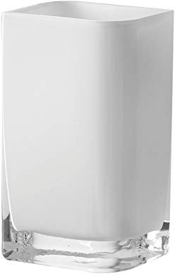 Leonardo Lucca moderne Tisch-Vase aus Glas, handgefertigte Kasten-Vase, modernes Glas-Tischlicht, rechteckige Deko-Vase aus Farbglas in weiß, 11 x 20 x 9,5 cm (BxHxT), 065955