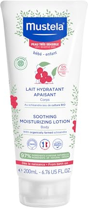 Mustela Lait Corps Apaisant Peau Très Sensible Bébé 200ml | Lait corps hydrate et apaise les peaux très sensibles réactives, réduit les rougeurs, au schisandra bio dès la naissance