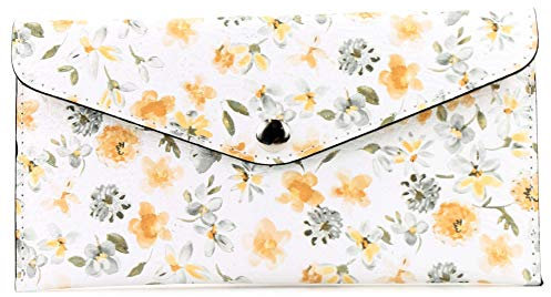 modamoda de - P03 - ital. Damen Portemonnaie Echtleder lang, Farbe:Blume 03