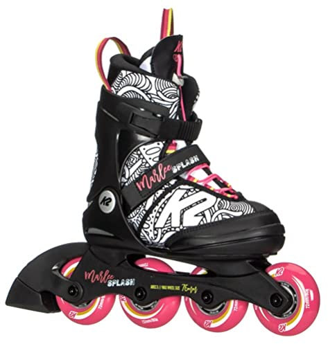 K2 Skates Inline Skates Marlee Splash Mädchen - Größen verstellbare Kinder Inline Skates — Black - pink - Splash — 30F0117