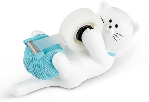 Chapman & Grand Kitty Cat Klebebandabroller (weiß/türkis), patentiert