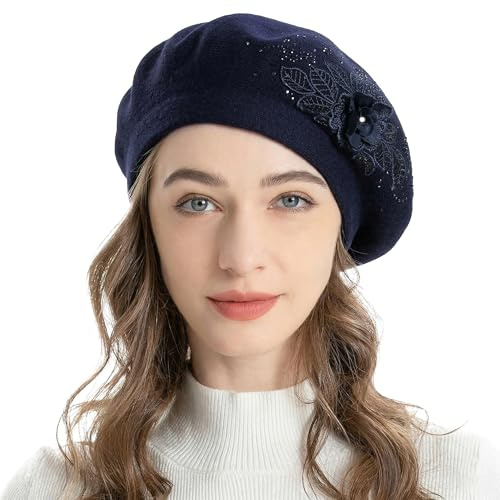 ZLYC Baskenmütze für Damen, französisch, wendbar, Kaschmir, Baskenmütze