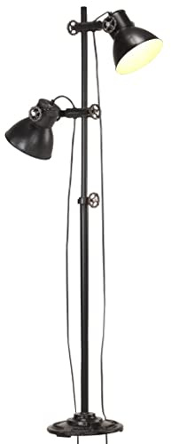vidaXL Stehlampe 2-flammig Stehleuchte Standleuchte Stand Lampe Leselampe Leuchte Wohnzimmer Schlafzimmer Beleuchtung Schwarz E27 Gusseisen