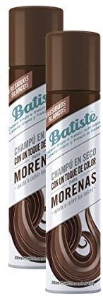 Batiste - Champú en Seco para Morenas - Champú Seco para cabellos oscuros - Champú sin Sulfatos - Champú Vegano y Ecofriendly - Aroma a bergamota, melocotón blanco y vainilla - Pack 2 x 200ml