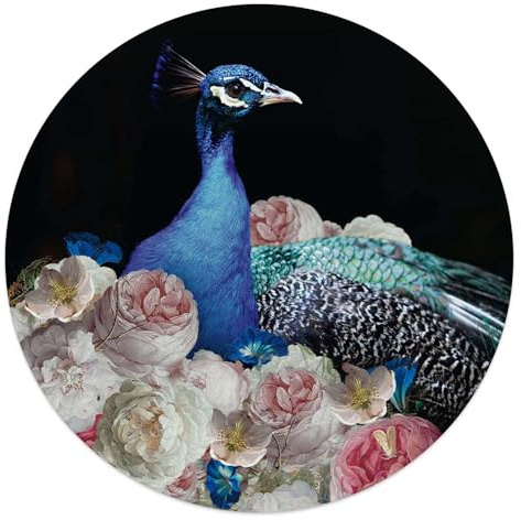 REINDERS Glasbild, Pfau, Wohnzimmer, Poster, Wanddeko, Glasbilder, Glas, Mehrfarbig, Ø 50