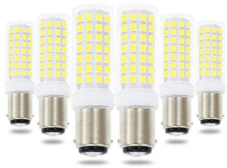 Lamsky BA15D Led Bulbs 6W Dimmable 120V,B15 Double Contact Bayonet Base,Daylight White 6000K,60W JD Type T3/T4 Halogen Equivalent Replaces for Pendants Ceiling Fans Sewing Machine Light(6-Pack)