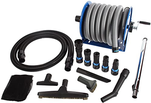 Cen-Tec Systems Quick Click Dust Collection Power Tool Adapters and Hose | Reel Kit for Shop Vacs Woodworking, Black.