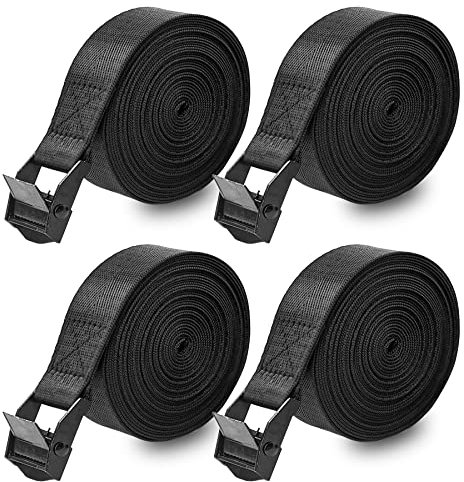 Newthinking 4 Pack Tie Down Straps, Heavy Duty Lashing Straps Tensioning Belts with Adjustable Cam Buckle for Car Luggage and Garden Tent Bundled Fixed, 2.5CM*4M