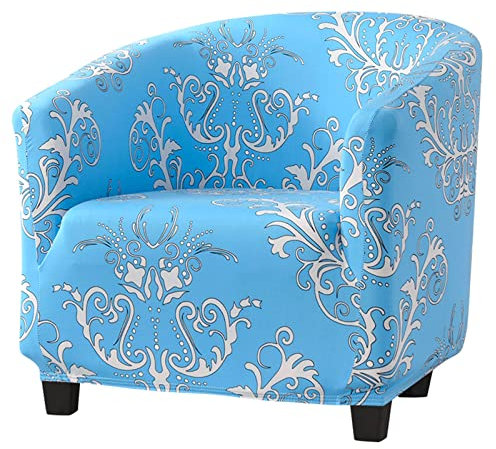YOPOIY Abnehmbar Sanft Cocktailsessel Bezug sesselbezug dehnen mit elastischem Boden Loungesessel Cocktailsessel Jacquard Wannenstuhlbezug für Wohnzimmer -Blau