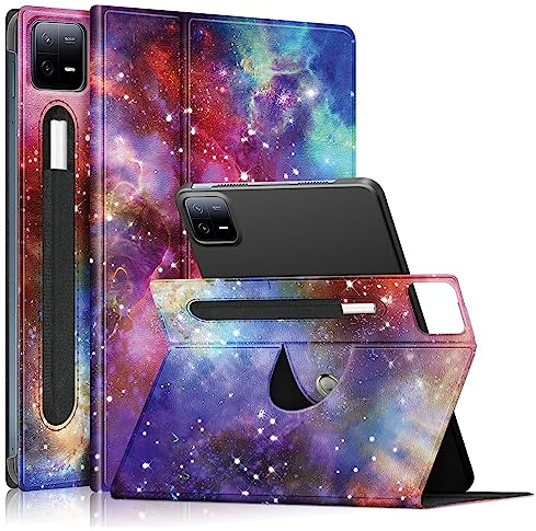 DINGGUAGUA Estuche para Xiaomi Mi Pad 6/Mi Pad 6 Pro 11 Pulgadas 2023 Tableta Funda Soportes Giratorios de 360° Multiángulo con Portalápices y Auto Estela/Sueño,Galaxia