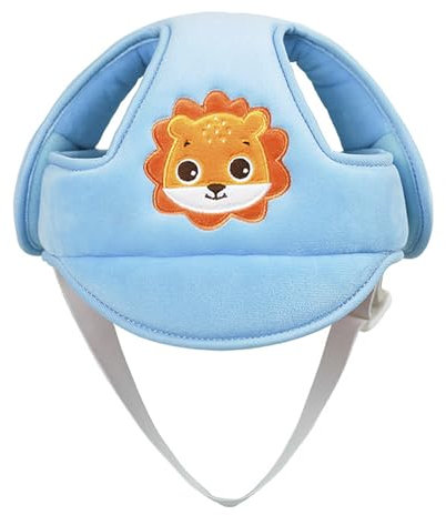 JIAHG Baby Helm Schutzhelm Säugling Kleinkind Kinder Anti-Kollision Kopfschutzkappe Schutzhut Baumwolle Hut Kopfschutzmütze Verstellbarer Kopfschutz (Löwe, blau)