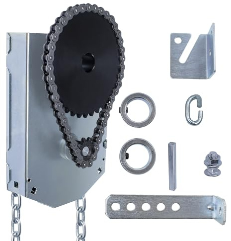 NULTRUMA Garage Door Chain Hoist 1in Solid Keyed Shaft 4:1 Reduced Drive Jack Shaft Mount