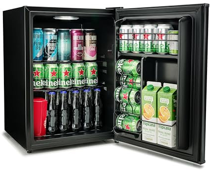 Subcold Cave60 LED Solid Door Beer Fridge for Wine & Drinks | Mini Chiller with Can Dispenser | 54 Cans (Black)