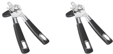 Juego de 2 abrelatas manual de seguridad multiusos de acero inoxidable ergonómico antideslizante