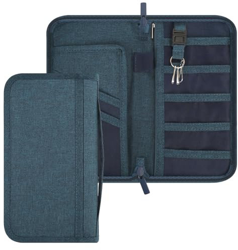Skycase Reisepass Tasche - Reisepass Tasche Familie reiseorganizer, Reisedokument Organizer für Kreditkarten, Bordkarte, ID-Karte, Bargeld, Tickets, Clutch Bag Travel Essentials (Blau)