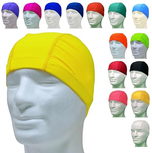 Cuffie Nuoto Professionali in Lycra Anallergica - Latex Free - Cuffia Piscina licra Unisex (FLUO Giallo, Pack da 1)