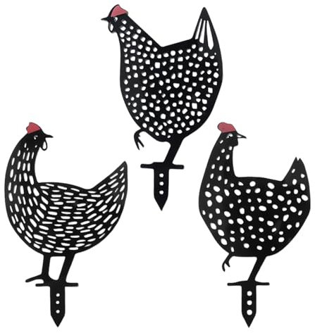 HDGSAFD 3 piezas de decoraciones de jardín al aire libre, decoración de valla de jardín, marcador de jardín, accesorios de decoración de pollo hueco, decoración de jardín de pollos