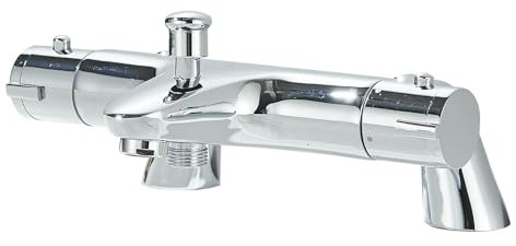 JUNSOTTOR Thermostatic Bath Shower Mixer Taps Modern Bathroom Bar Shower Value with Bath Filler Spout Chrome