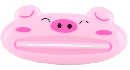 HAOHIZE Tubenausdrücker-Werkzeug, Cartoon-Tier-förmiger Kunststoff-Zahnpastaspender, rollender Zahnpasta-Quetscher, Tubenausdrücker, rollender Halter, Zahnpasta-Clips für (Schwein)