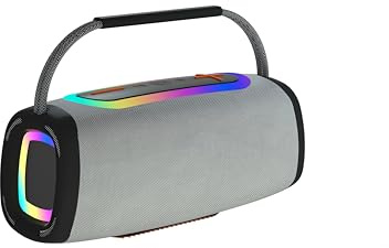 Tragbarer Bluetooth Lautsprecher mit Griff, 66MM Sprecherdurchmesser, BT5.3/24W/IP-X6 Wasserdicht Drahtloser Stereo-Kopplungslautsprecher mit RGB Multi-Color-Rhythmus-Lichter für Zuhause/Outdoor/Party