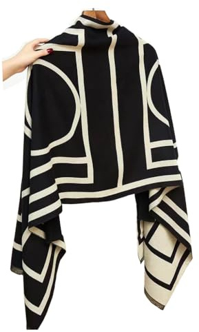 FairyCity Women's Soft pashmina Shawl Oversized Winter Warm blanket Scarf Long Cashmere Shawls Wraps black stripe