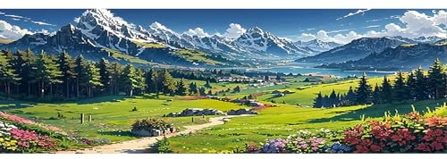 SHEGZHUC 110x50cm Diamond Painting Landschaft Berg Ebene Grün Diamond Painting Blumen Flach Diamond Painting Diamond Painting Groß XXL Diamant Malerei Kunst Stickerei Kreuzstich Bilder