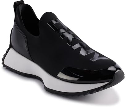 DKNY Nallen Slip on Sneaker with Logo, Zapatillas Mujer, Negro, 39.5 EU