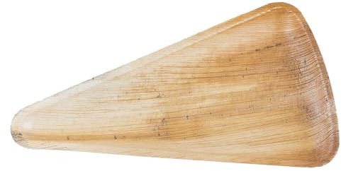 Monouso | 25 Platos Triangulares de Hoja de Palma, 25,5x14,5cm, Biodegradables, Platos para Comida, Uso Comercial, Multiuso