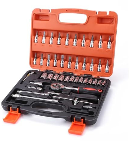 Kit de carraca Juego de 46 Uds de enchufes, herramienta de reparación de automóviles, llave de trinquete, juego de llaves de trinquete, llave inglesa, Kit de herramientas metalúrgicas profesionales(B1