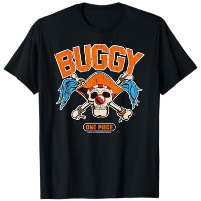 Einteiliges Buggy-Emblem, Piratenmotiv, Clown, Totenkopf, gekreuzte Knochen, Anim T-Shirt
