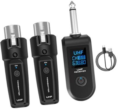 Oshhni Receptor de transmisor de micrófono XLR Convertidor de micrófono inalámbrico de micrófono para amplificador de guitarra inalámbrica, 1 in 2