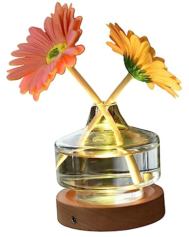 Cabilock Kreative Nachtlicht Tischlampe im Blumenvasen Design aus Glas mit USB Aufladung Dekorative Schlafzimmer Dekoration und Praktische Kleine Touch Nachttischlampe