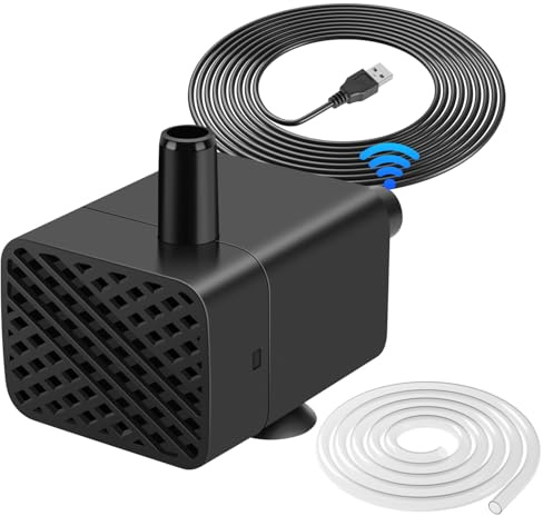 BlueYu Mini Submersible Pump, Small Fountain Pump with & Sensor (DC 5V USB) for Fish Tank, Pet Fountains, Water feature, Tabletop Fountain, Pond, Hydroponics, Cat Drinking Fountain Replacement Pump