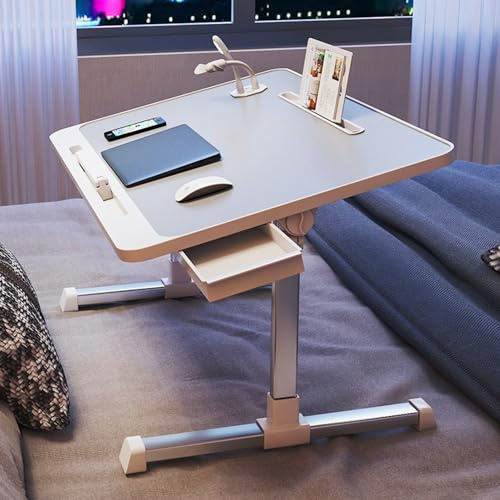 Mesa Plegable para TV con ajustes de Altura y ángulo, Escritorio para computadora portátil para Cama, Mesa de Centro portátil, Estaciones de Trabajo para computadora con Interfaz USB