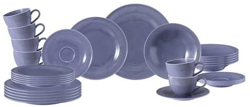 Seltmann Weiden Beat Color Glaze Service de table 30 pièces en porcelaine avec tasses à café, soucoupes, assiettes à petit-déjeuner, assiettes plates et creuses, passe au lave-vaisselle et au