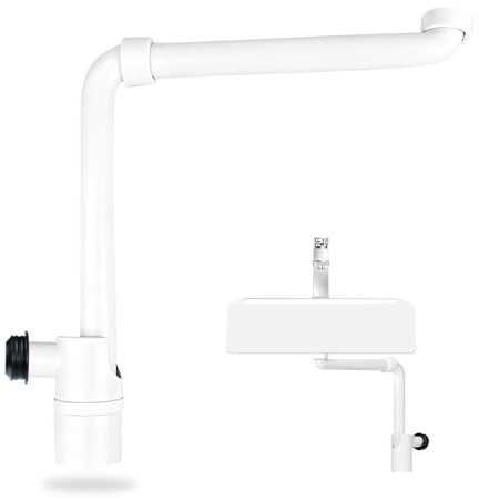 Weciau 1 1/4 Zoll Raumsparsiphon für Waschtisch, Geruchsverschluss für Waschbecken, 360° Einstellbarer Raumsparsiphon Waschtisch, Siphon Küchenspüle, Siphon Flach für Badezimmer(Weiß, Kunststoff)