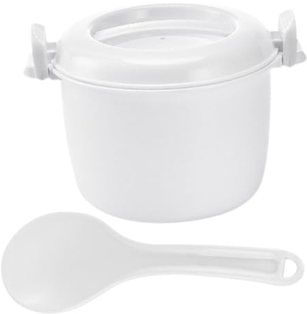 DOITOOL Fiambrera para Microondas de Olla Arrocera Multifunción Recipiente para Cocinar Arroz para Almuerzos el Trabajo o Escuela Incluye Cuchara