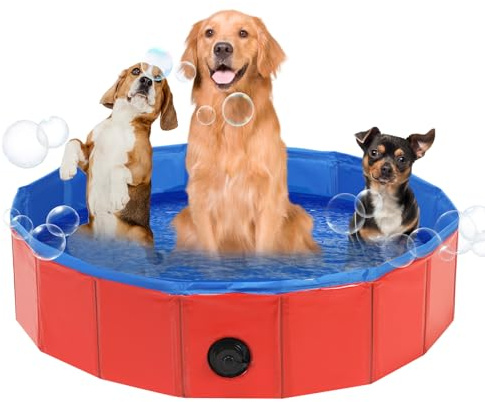 DASBET Piscina pieghevole per cani, piscina per cani, piscina per cani, cuccioli, gatti, per interni ed esterni (100 cm di diametro x 30 cm di altezza)