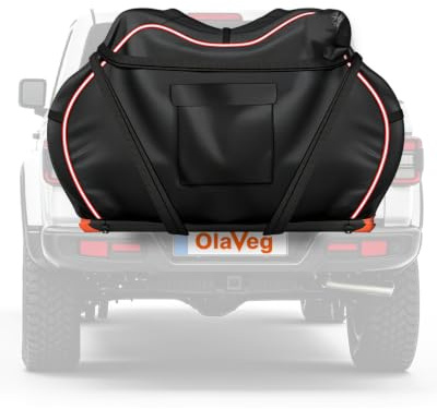 OlaVeg 600D Series Bike Cover for 2 Bikes, Bicycle Cover for Car Rack E Bike Covers Transport Tear-resistant with Handlebar Protector and Back Slit