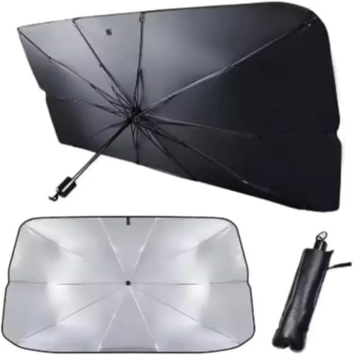 IDOR STORE Ombrello Parasole Pieghevole per Parabrezza Auto, Anti-UV, 130x77 cm, Universale, con Fodero