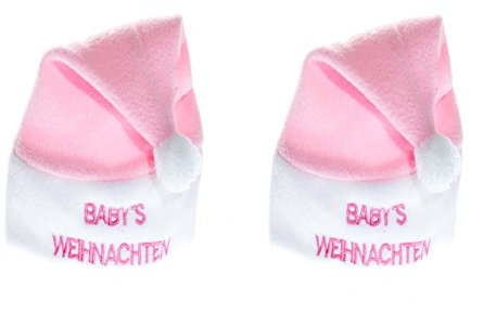 Ciffre 2 er Set Weihnachtsmütze Nikolausmütze Baby Mütze Rot Mädchen Babys Weihnachten Fleece Warm X41