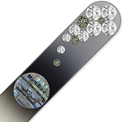 Mont Bleu Crystal Nail File hand decorated with crystals - Handbag Size - Hand Made - Czech Tempered Glass